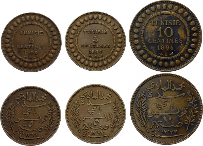 Tunisia Lot of 3 Coins 1903 - 1904 AH 1321 - 1322
KM# 228, 229; Muhammad al - H...