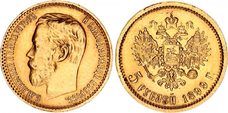 Russia 5 Roubles 1899 ФЗ
Bit# 24, N# 20953; Gold 4.26 g.; UNC.