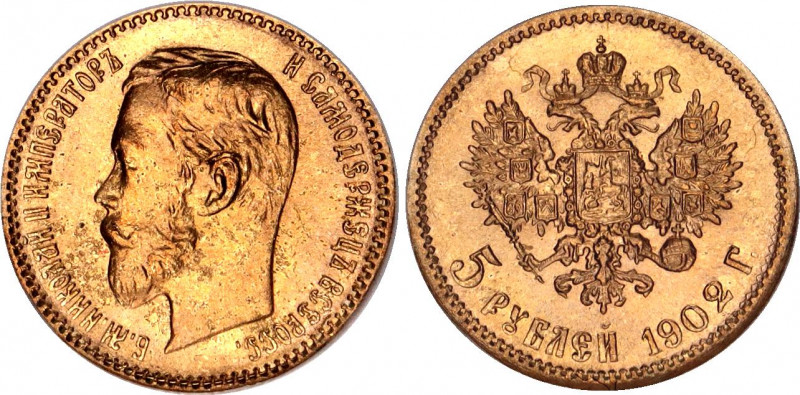 Russia 5 Roubles 1902 АР NGC MS66
Bit# 29; Gold (.900) 4.3 g., 18.5 mm.