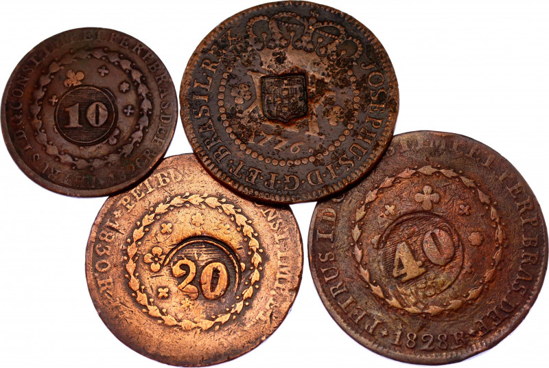 Brazil Lot of 4 Coins 1809 - 1835
Copper; 10 - 2 x 20 - 40 Reis 1809 - 1835; VF...