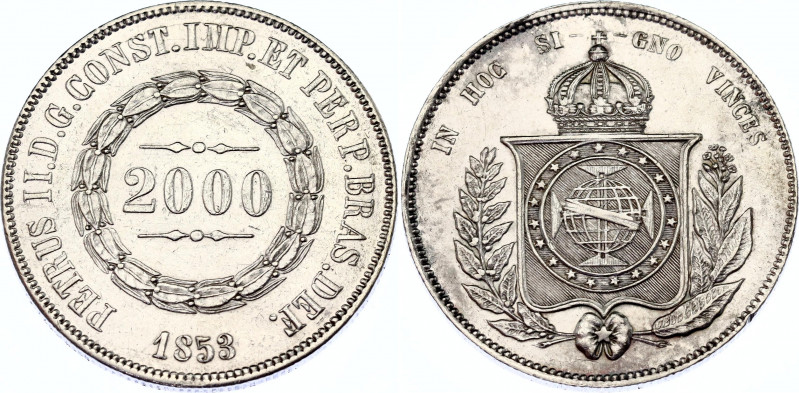 Brazil 2000 Reis 1853 
KM# 466, N# 3658; Silver; Pedro II; XF.