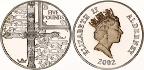 Alderney 5 Pounds 2002
KM# 24, N# 93712; Silver; Golden Jubilee; UNC, Encapsulated With certificate.