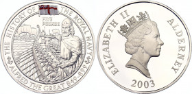 Alderney 5 Pounds 2003
KM# 45a, N# 74020; Silver., Proof; The History of the Royal Navy.