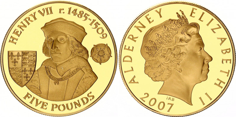 Alderney 5 Pounds 2007
KM# 162, N# 101368; Silver., Gold Plated., Proof; Henry ...