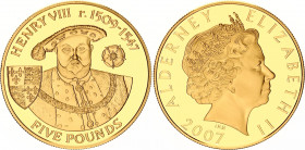 Alderney 5 Pounds 2007
KM# 163, N# 101369; Silver., Gold Plated., Proof; Henry VIII; UNC, Encapsulated With certificate.