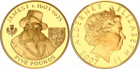 Alderney 5 Pounds 2007
KM# 167, N# 101372; Silver., Gold Plated., Proof; James II; UNC, Encapsulated With certificate.