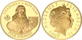 Alderney 5 Pounds 2007
KM# 168, N# 101373; Silver., Gold Plated., Proof; Charles I; UNC, Encapsulated With certificate.