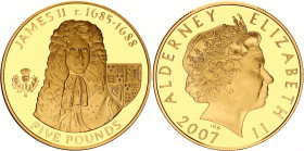 Alderney 5 Pounds 2007
KM# 170, N# 101375; Silver., Gold Plated., Proof; James II; UNC, Encapsulated With certificate.