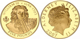 Alderney 5 Pounds 2007
KM# 172, N# 101377; Silver., Gold Plated., Proof; William III; UNC, Encapsulated With certificate.