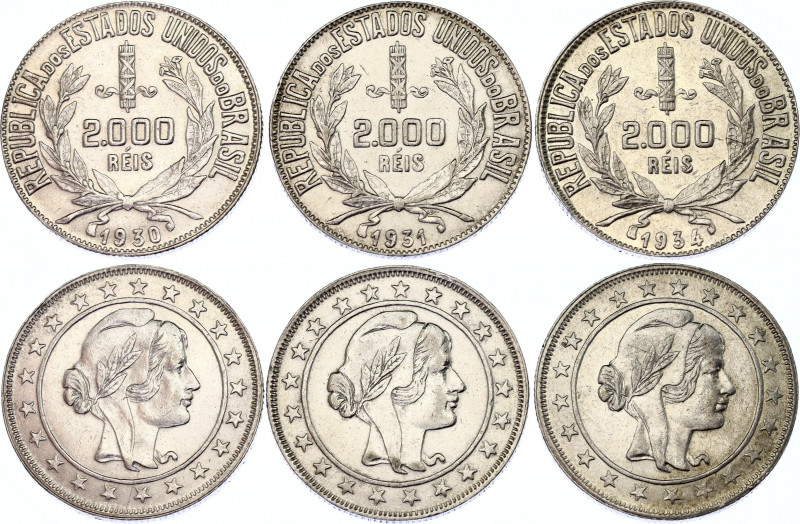 Brazil 3 x 2000 Reis 1930 - 1934
KM# 526, N# 6131; Silver; XF/AUNC.