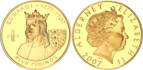Alderney 5 Pounds 2007
N# 328222; Silver., Gold Plated., Proof; Edward I; UNC, Encapsulated With certificate.