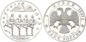 Russian Federation 3 Roubles 1997 
Y# 567, N# 61649; Silver. Proof; The Swan Lake.