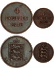 Guernsey 1 - 4 Doubles 1830
KM# 1-2; Copper; VF-XF.