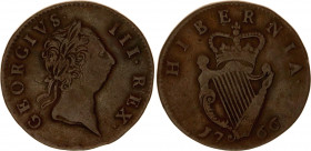 Ireland 1/2 Penny 1766
KM# 137; Sp# 6612; N# 21907; Copper; George III (1760-1801); VF+.