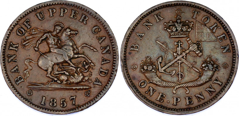 Canada Bank of Upper Canada 1 Penny Token 1857 
KM# Tn3; N# 1121; Copper; XF.