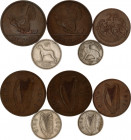 Ireland Lot of 5 Coins 1948 - 1971
KM# 3-11-12a-13a-21; Copper & Copper-Nickel; XF-AUNC.