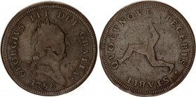 Isle of Man 1 Penny 1786
KM# 9.1; N# 24251; Copper; George III (1760-1820); VF.