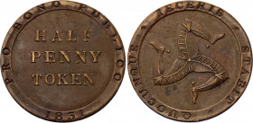 Isle of Man 1/2 Penny 1831 
KM# Tn21; N# 17883; Copper; XF+.