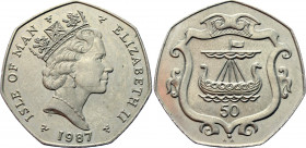 Isle of Man 50 Pence 1987 
KM# 148; N# 9067; Copper-Nickel; UNC.