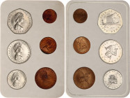 Isle of Man Mint Set of 6 Coins 1976 with Original Folder
KM# MS8 (KM# 32-34, 35.1, 36.2, 39); Elizabeth II; Mintage 20'000; UNC.