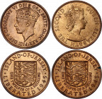 Jersey 2 x 1/12 Shilling 1945
KM# 19 & 20; Bronze; George VI & Elizabeth II; Liberation of Jersey 1945; Mint: London; AUNC-UNC.