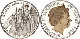 Jersey 5 Pounds 2002
KM# 115a, N# 30890; Silver., Proof; Golden Jubilee; UNC, Encapsulated With certificate.