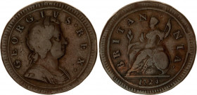 Great Britain 1/2 Penny 1724
KM# 557, Sp# 3660; N# 23648; Copper; George I (1714-1727); VF+.