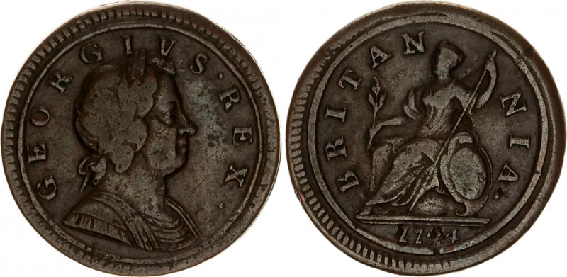 Great Britain 1/2 Penny 1724
KM# 557; Sp# 3660; N# 23648; Copper; George I; F-V...