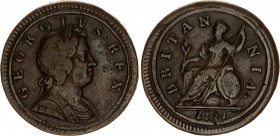 Great Britain 1/2 Penny 1724
KM# 557; Sp# 3660; N# 23648; Copper; George I; F-VF.