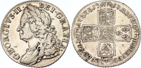 Great Britain 1 Shilling 1758
KM# 583.3; Sp# 3704; N# 13121; Silver; George II; VF.