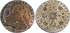 Great Britain 6 Pence 1787
KM# 606.2; Sp# 3749; N# 3384; Silver; George III; AUNC with nice multicolour patina.