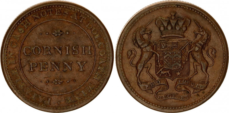 Great Britain Carnwall 1 Penny Token 1812 (ND)
W# 680; D# 14; Copper; Dolcoath ...
