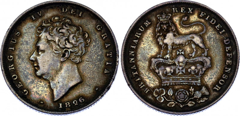 Great Britain 1 Shilling 1826
KM# 694; Sp# 3812; N# 12811; Silver; George IV; V...