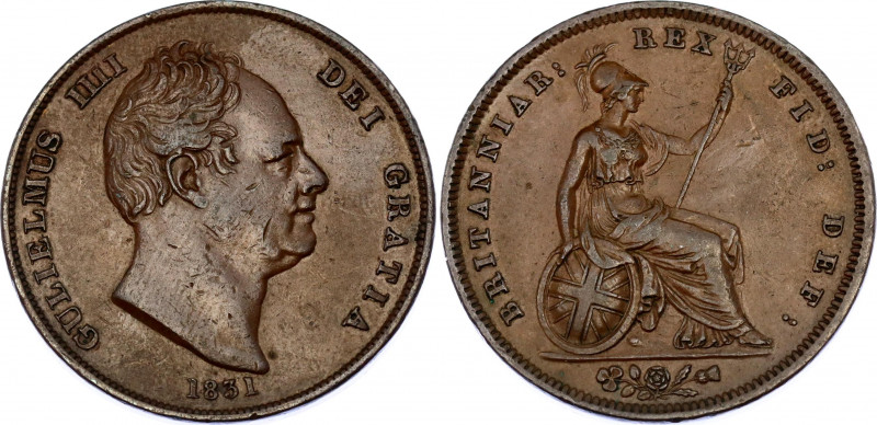 Great Britain 1 Penny 1831
KM# 707; Sp# 3845; N# 12810; Copper; William IV; VF-...