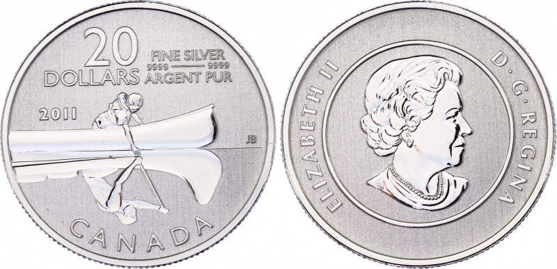 Canada 20 Dollars 2011
KM# 1176; N# 25832; Silver; Elizabeth II; Canoe; UNC.