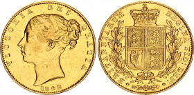 Great Britain 1 Sovereign 1842
KM# 736.1; Sp# 3852; N# 5760; Gold (.917) 7.99 g.; Victoria; VF.