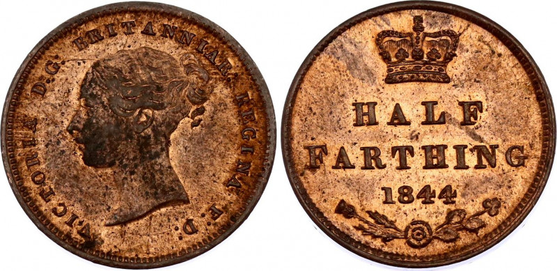 Great Britain 1/2 Farthing 1844
KM# 738; Sp# 3951; N# 8480; Copper; Victoria; A...