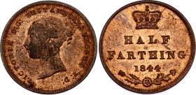 Great Britain 1/2 Farthing 1844
KM# 738; Sp# 3951; N# 8480; Copper; Victoria; AUNC/UNC.