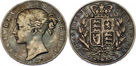 Great Britain 1 Crown 1844
KM# 741; Sp# 3882; N# 23652; Silver; Victoria; VF Toned.
