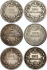 Great Britain 6 x 1 Shilling 1840 - 1859
Silver; Various Dates & Condition, Scarcer dates included; Victoria.