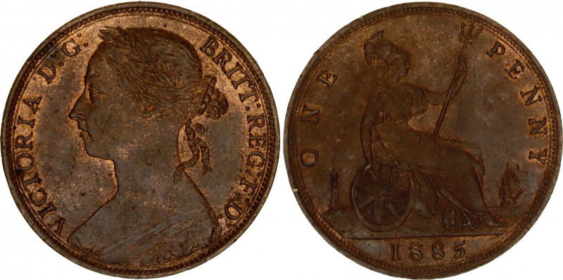 Great Britain 1 Penny 1885
KM# 755; Sp# 3954; N# 855; Bronze; Victoria; Mint: L...