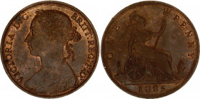 Great Britain 1 Penny 1885
KM# 755; Sp# 3954; N# 855; Bronze; Victoria; Mint: London; VF-XF.