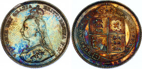 Great Britain 1 Shilling 1888
KM# 761; Sp# 3926; N# 5615; Silver; Victoria; XF+ with nice multicolour patina.