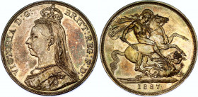 Great Britain 1 Crown 1887 
KM# 765; N# 11102; Silver; Victoria; UNC with hairlines & nice toning.