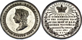 Great Britain Commemorative Medal "Queen Victoria Golden Jubilee of Reign" 1887
Aluminium 10.70 g., 33 mm; 50th Anniversary of Queen Victoria's Reign...