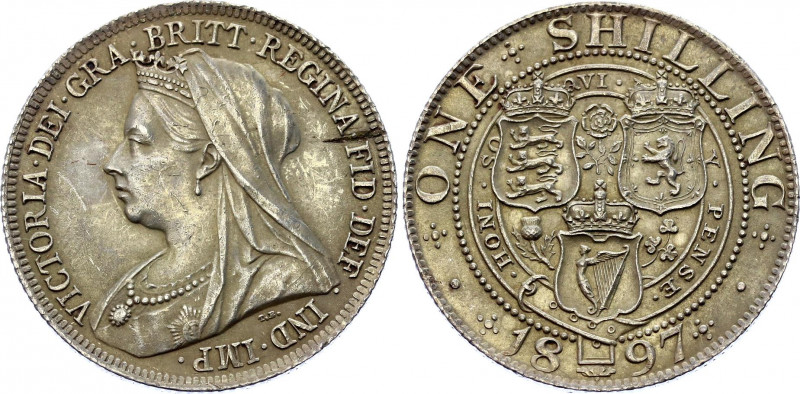 Great Britain 1 Shilling 1897 Flan Defect Error
KM# 780, N# 7172; Silver; Victo...