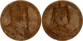 Great Britain Commemorative Bronze Medal "Coronation of Edward VII" 1902
Eimer 1871; Bronze 8.21g., 55.50 mm; by de Saulles; Obv: Crowned bust of kin...