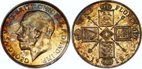 Great Britain 1 Florin 1918
KM# 817; Sp# 4012; N# 4240; Silver; George V; Mint: London; XF with nice multicolour patina.