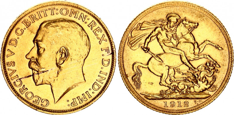 Great Britain 1 Sovereign 1912
KM# 820; Sp# 3996; N# 11463; Gold (.917) 7.99 g....