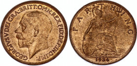Great Britain 1 Farthing 1934
KM# 825; Sp# 4061; N# 5545; Bronze; George V; AUNC.